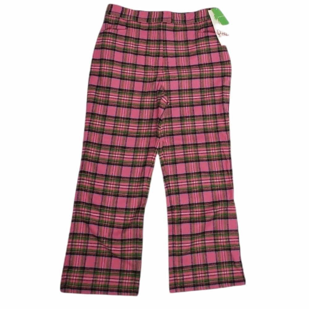 NEW VINTAGE 90s pants Lilly Pulitzer white label pink plaid wool crop 10